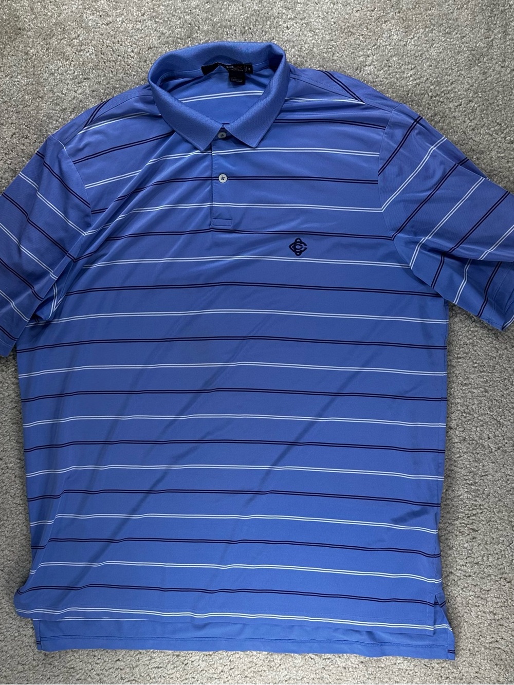 RLX Ralph Lauren Blue Striped Performance Polo